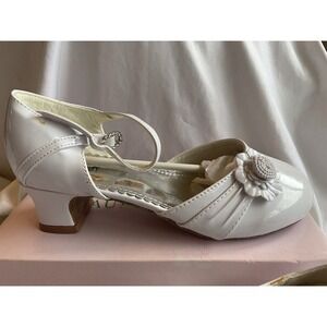LAURA ASHLEY White Ivory Girls Dress Shoes Size 4 Floral Formal Wedding